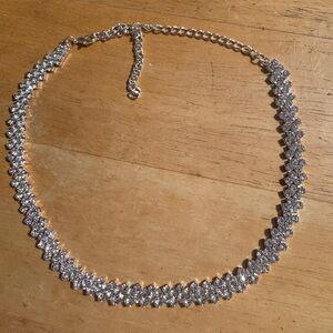 Fashion Statement Rhinestone Silver Tone Necklace
